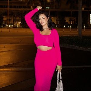 Hot pink skirt set